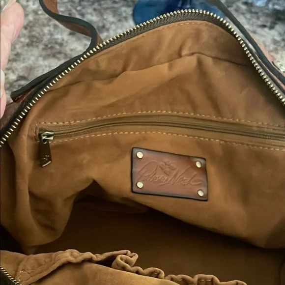 Patricia Nash Brown and Pink Floral Leather Shoulder Bag with Whimsical Design - Picture 7 of 9